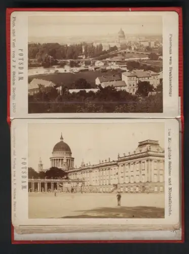 12 Fotografien J. F. Stiehm, Berlin, Ansicht Potsdam, Windmühle, Friedens-Kirche, Schloss Klein Glienicke, Sanssouci