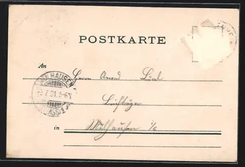 Lithographie Düttlenheim, Restaurant zur Post von J. Schmitt