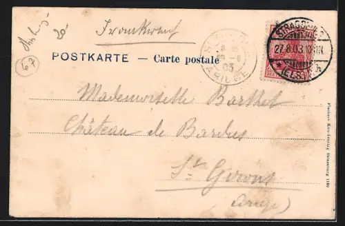 AK Strasbourg /Alsace, Rue Hohenlohe avec bâtiments historiques et passants
