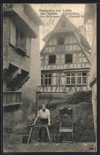 AK Strassburg, Restauration zum Lohkäs, Jean Baptiste Schlickling, Ecke Müllergasse Pflanzbad 25