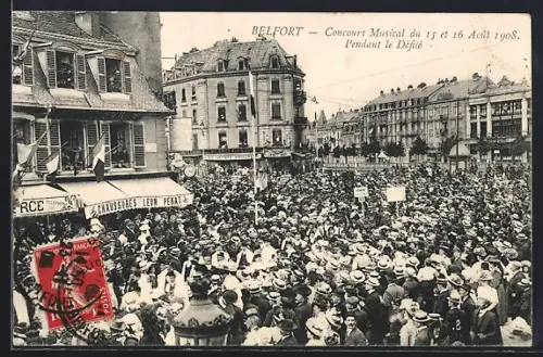AK Belfort, Concours Musical du 15 et 16 Août 1908, Pendant le Défilé