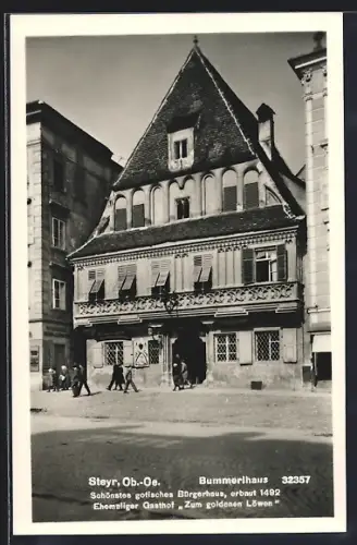 AK Steyr, Partie am Bummerlhaus, erbaut 1492
