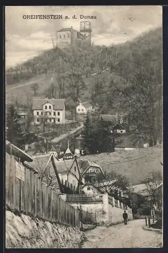 AK Greifenstein a. d. Donau, Ortspartie mit Burgruine