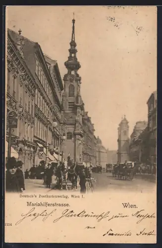 AK Wien, Mariahilferstrasse mit Passanten