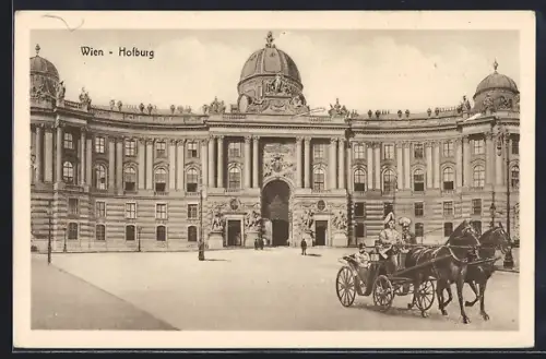 AK Wien, Hofburg mit Pferdewagen
