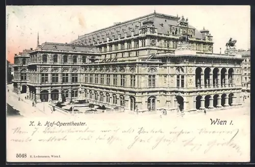 AK Wien, K. k. Hof-Operntheater mit Brunnen