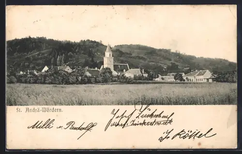 AK St. Andrä-Wördern, Ortsansicht mit Kirche