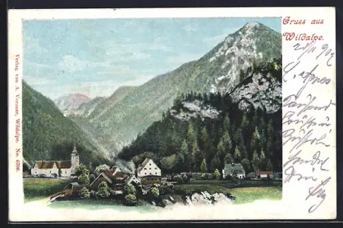 AK Wildalpe, Ortspartie mit Bergen