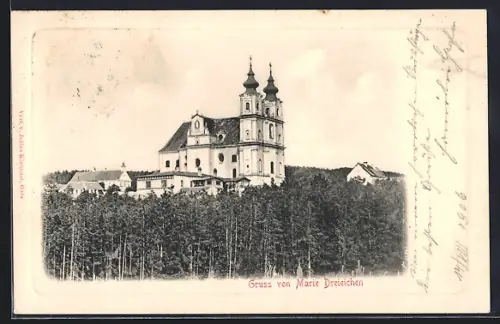 AK Maria Dreieichen, Panorama mit Kirche