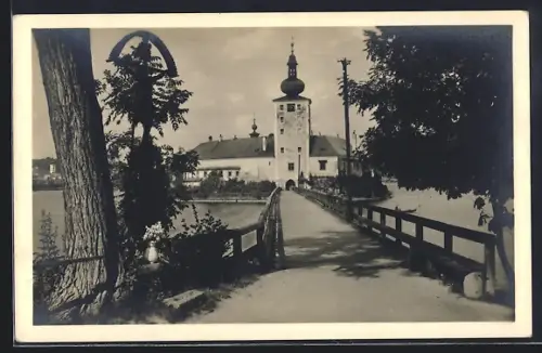 AK Gmunden, Seeschloss mit Brücke