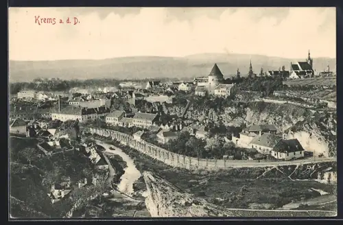 AK Krems a. d. D., Teilansicht mit Strassenpartie
