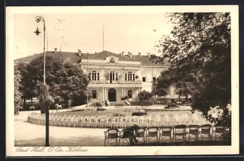 AK Bad Hall /O.-Oe., Kurhaus mit Strassenpartie