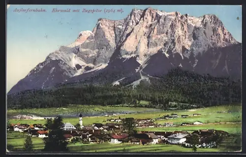 AK Ehrwald, Gesamtansicht mit Zugspitze