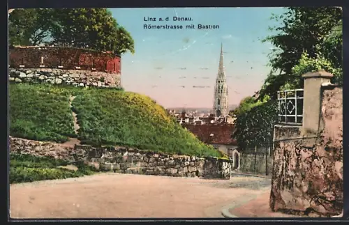 AK Linz an der Donau, Römerstrasse mit Bastion