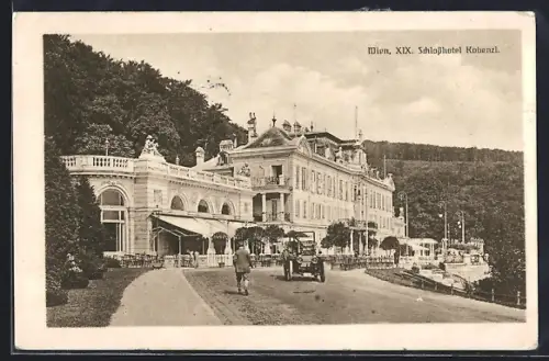 AK Wien, Schlosshotel Kobenzl mit Strasse