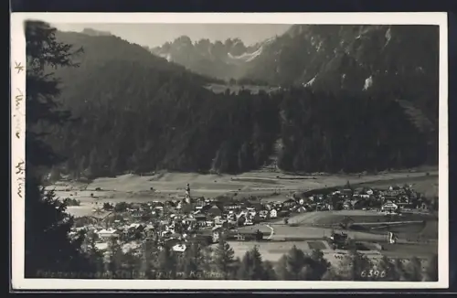 AK Fulpmes /Tirol, Gesamtansicht mit Kalkkögel aus der Vogelschau