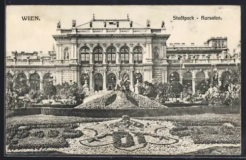 AK Wien, Stadtpark, Kursalon mit Anlagen