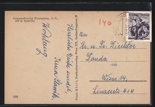 AK Gutenstein /N. Ö., Gesamtansicht mit Bergpanorama aus der Vogelschau