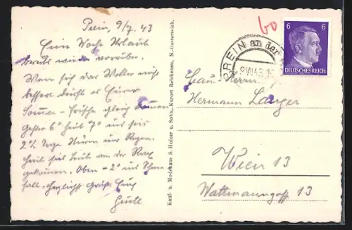 AK Reichenau, Totalansicht im Winter mit Bergpanorama