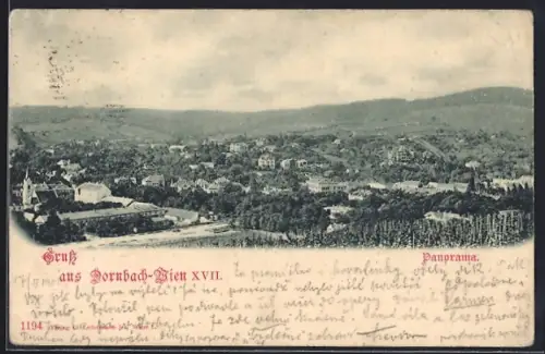 AK Wien-Dornbach, Panorama mit Kirche