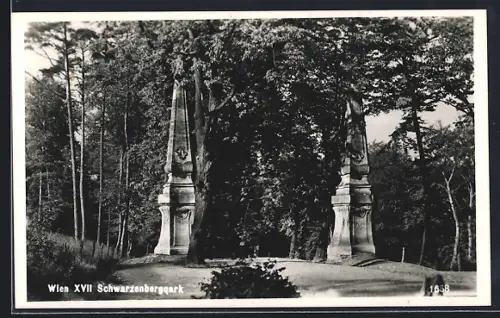 AK Wien, Schwarzenbergpark, Zwei Obelisken