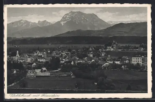 AK Vöcklabruck, Totalansicht mit Kirche und Traunstein