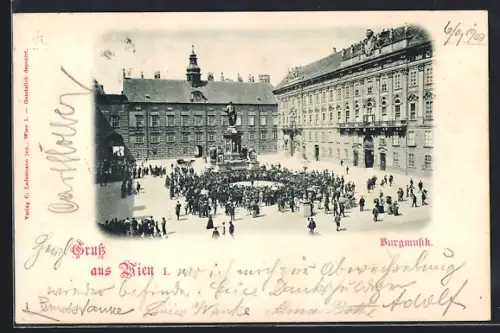 AK Wien, Hofburg, Burgmusik aus der Vogelschau
