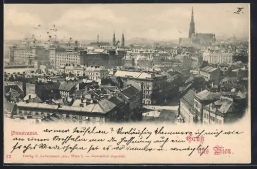 AK Wien, Panorama der Stadt aus der Vogelschau