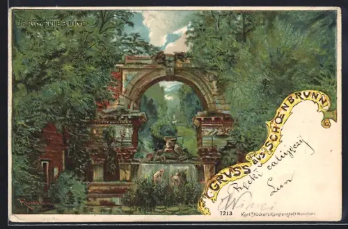 Künstler-AK Wien-Schönbrunn, Die Römische Ruine