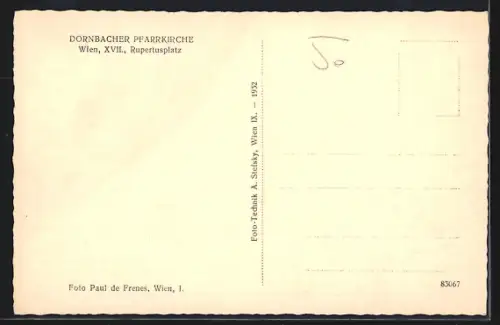 AK Wien, Dornbach, Pfarrkirche, Innenansicht