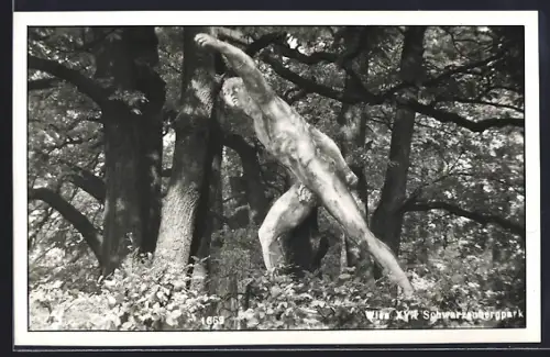 AK Wien, Schwarzenbergpark, Kugelstosser-Figur