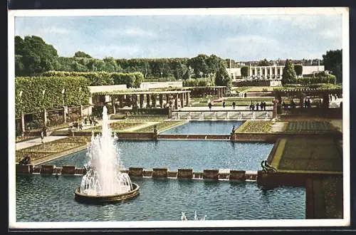 AK Essen, GRUGA-Ausstellung, Blick auf die Wasserterrassen