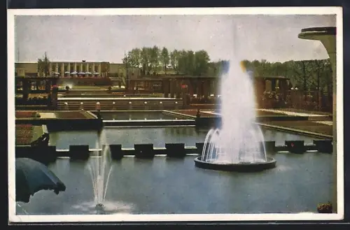 AK Essen, Reichsgartenschau 1938, grosse Fontäne und Rosenkaffee