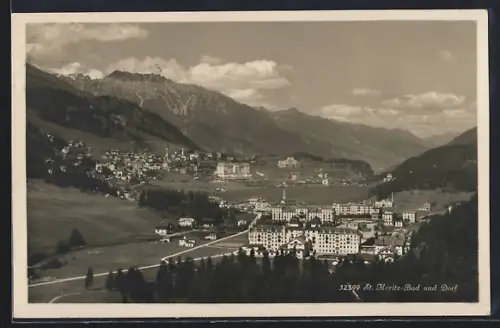 AK St. Moritz, Dorfansicht mit Hotel