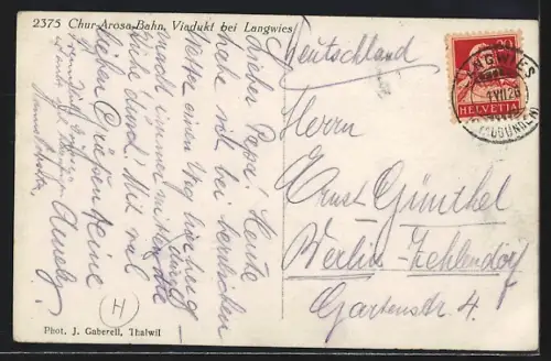 AK Langwies, Chur-Arosa-Bahn, Viadukt
