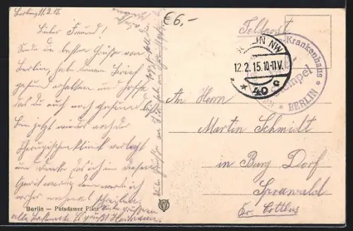 AK Berlin-Tiergarten, Potsdamer Platz mit Strassenbahnen