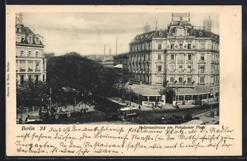 AK Berlin-Tiergarten, Strassenbahn auf der Bellevuestrasse am Potsdamer Platz