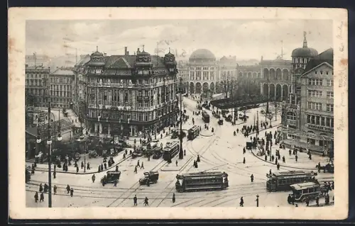 AK Berlin, Strassenbahnen am Potsdamer Platz