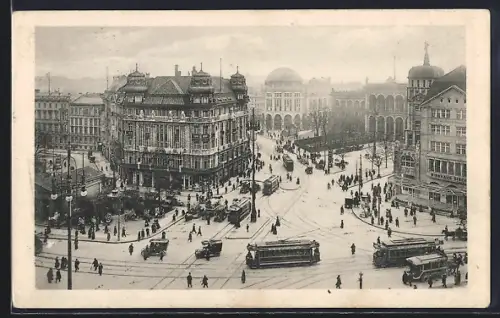 AK Berlin, Strassenbahnen am Potsdamer Platz