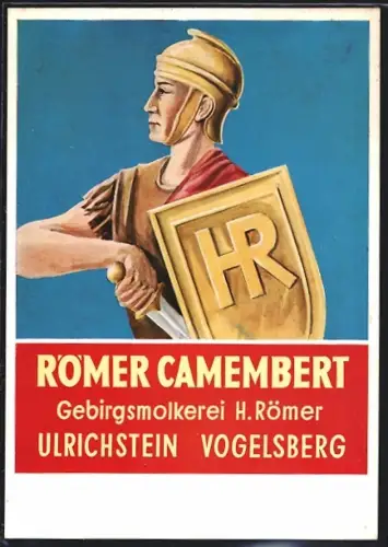 Künstler-AK Ulrichstein /Bogelsberg, Gebirgsmolkerei H. Römer, Reklame für Römer Camembert