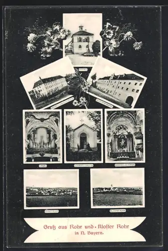 AK Rohr / Niederbayern, Rathaus, Kloster, Pfarr- und Schulgebäude