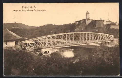 AK Halle a. S., Partie mit Burgruine Giebichenstein