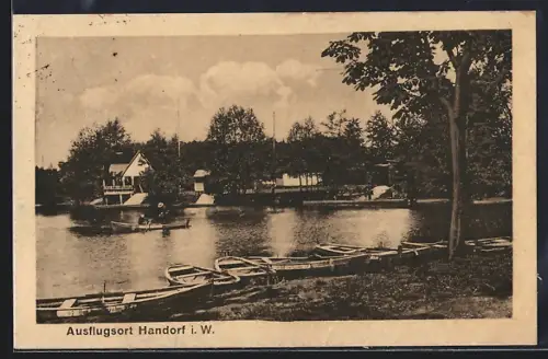 AK Handorf i. W., Boote am Flussufer