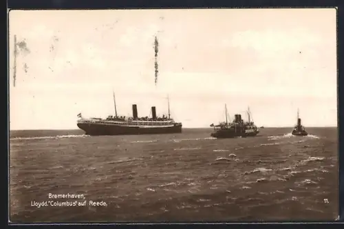 AK Bremerhaven, Lloyd Columbus auf Reede