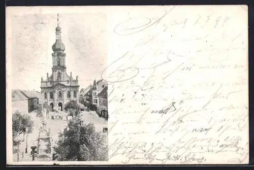 AK Rastatt, Stadtkirche in der Kaiserstrasse