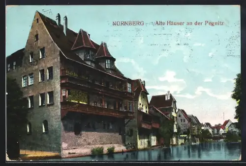 AK Nürnberg, Alte Häuser an der Pegnitz
