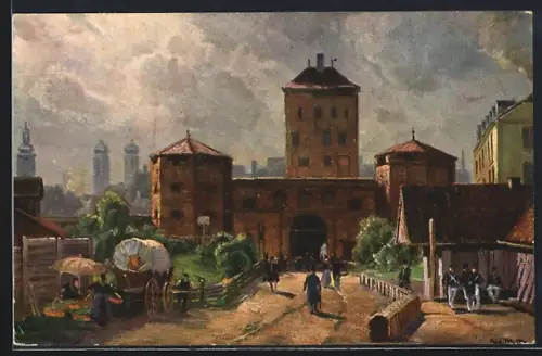 Künstler-AK München, Isartor in der Altstadt