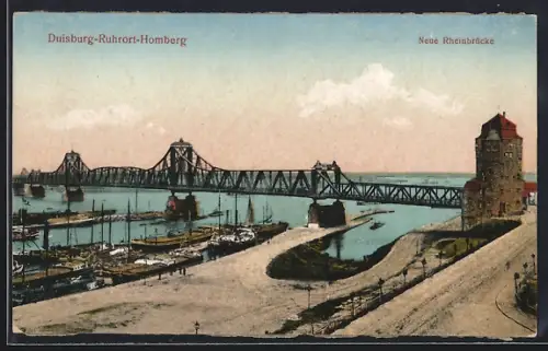 AK Duisburg-Homberg, Blick auf die neue Rheinbrücke