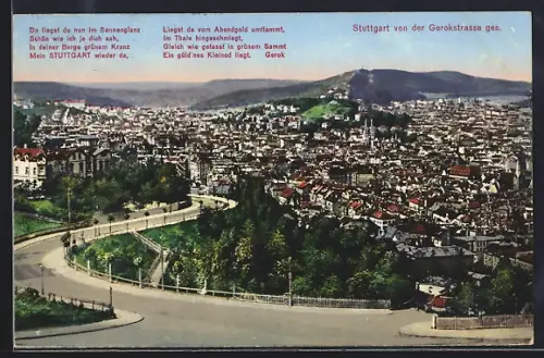 AK Stuttgart, Blick von der Gerokstrasse