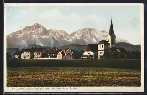 AK Salzburghofen /Oberbayern, Ortsansicht mit Staufen und Zwiesel